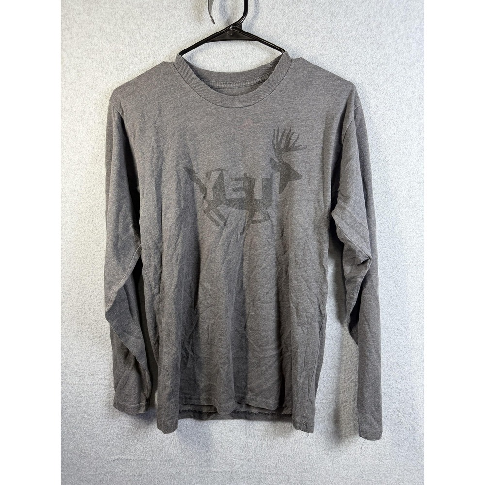 Yeti Shirt‎ Mens Small Gray Long Sleeve Deer Logo Outdoor Hunting Graphic Tee
